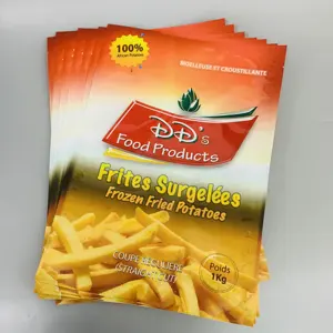 High quality custom logo printing 3 side sealing plastic french fries snack food packaging nylon bag