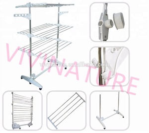 Séchoir à linge pliable à 3 niveaux avec roulettes, support de séchage portable - Product Image 5
