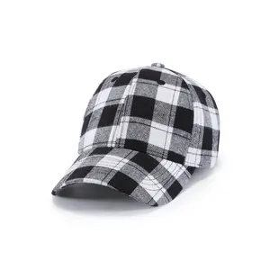 사용자 정의 패션 6 패널 코튼 겨울 격자 무늬 야구 모자 로고 타탄 모자 도매