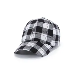 Topi Bisbol Kotak-kotak Musim Dingin Katun 6 Panel Fashion Khusus Tanpa Logo Topi Tartan Grosir