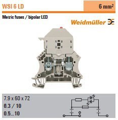 WSI 6 LD אותנטי Weidmuller פתיל בורג מסוף בלוק עם LED - Product Image 4