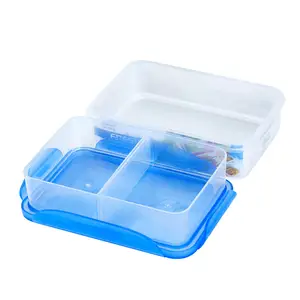 Clip Lock Food Container 2 Compartment Microwave 800ml Airtight Plastic Food Storage Container Box