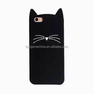 Casing Ponsel Gel Silika Jenggot Kucing Telinga Cantik untuk Iphone 7 8 Plus Casing Penutup Belakang Penuh untuk Iphone 5 5S Se 6 S Casing Tpu Pas