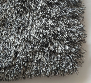 Tappeti pelosi setosi soggiorno di lusso colore nero e grigio per adulti moderni rettangoli Area nera per soggiorno camera da letto - Product Image 3