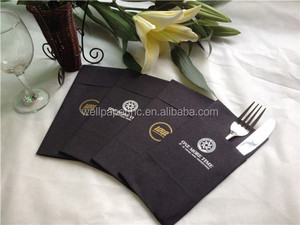 16 pouce * 16 pouce 1/8 fold Or Logo Imprimable <span class=keywords><strong>couleur</strong></span> Préplié Serviettes En <span class=keywords><strong>papier</strong></span> Sentir-comme le <span class=keywords><strong>lin</strong></span> Noir - Product Image 2