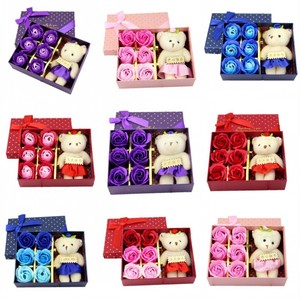 Valentine Day Gift 6 Cubs Bear Body Bath <b>Soap</b> Rose Petal <b>Soap</b> Flower - Product Image 5
