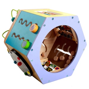 <span class=keywords><strong>Cube</strong></span> multifonction en bois pour activités, 6 côtés, jouet éducatif, coccinelle, perles - Product Image 3