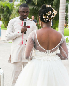 NE178 Cheap Sheath Long Sleeves Lace Detachable Skirt <strong>Short</strong> <strong>Wedding</strong> <strong>Dress</strong> Backless Applique Knee Length African <strong>Wedding</strong> <strong>Dresses</strong> - Product Image 3