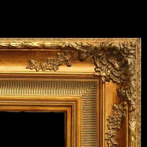 Barroco estilo arte trabalho exibição grande moldura de imagem de ouro