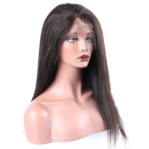 Fábrica precio barato cabello humano luz Yaki recta la peluca delantera de encaje peruano encaje rizado Peluca de pelo recto - Product Image 2