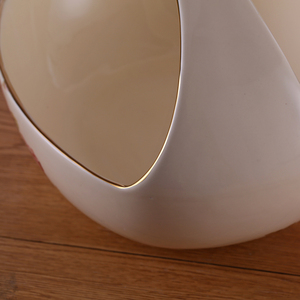 Bol en céramique de couleur crème et or avec poignée, bol à fruits en <span class=keywords><strong>porcelaine</strong></span>, panier à fleurs avec décoration florale - Product Image 4