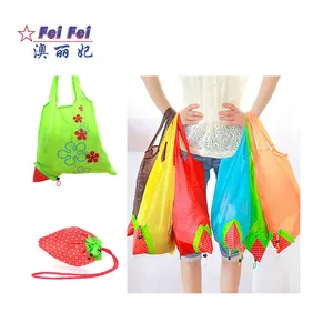 Kunden spezifische RPET-Shop-Tasche 100% recycelt aus Plastik flaschen GRS Ocean recycelt Strawberry Portable Wieder verwendbares Polyester Faltbar