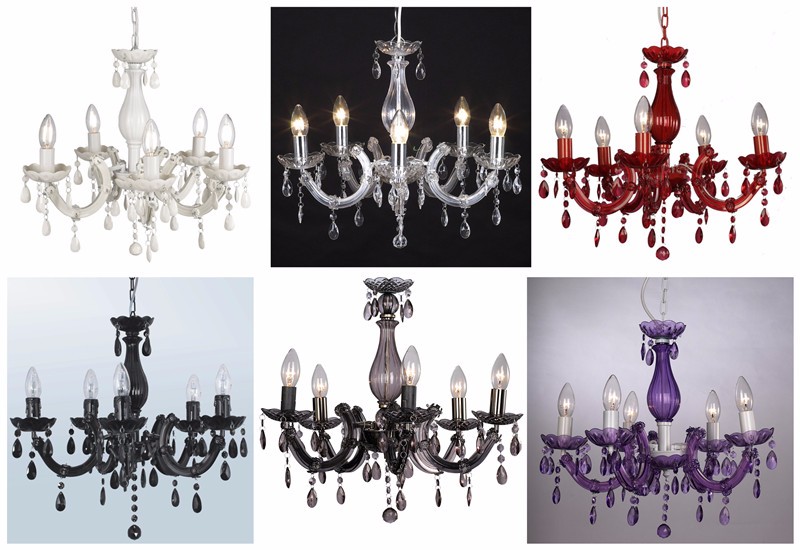 Multi-color hotel classic 5 arm chandelier hanging lights for bedroom
