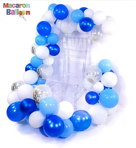 Blue Gold and White Balloon 70 pcs 12 inch Confetti Balloons Garland Decorations Royal Baby Shower Party Favor K200