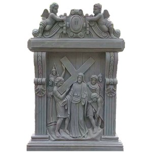 Scultura in marmo intagliato a mano in pietra naturale decorazione da giardino Design appeso in rilievo statua figura rilievi in pietra unici - Product Image 5