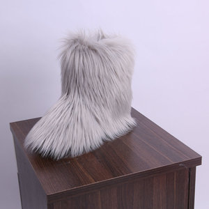 Stivali di <span class=keywords><strong>pelliccia</strong></span> di volpe da ragazza di moda all'ingrosso e stivali da donna neri da neve invernali con top in <span class=keywords><strong>pelliccia</strong></span> sintetica da donna calda - Product Image 6