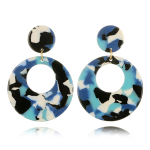 Multi color hueco pendientes de acrílico redondo hueco geométrica acrílico resina dangle declaración pendientes - Product Image 1
