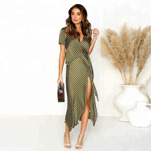 <span class=keywords><strong>Robe</strong></span> midi <span class=keywords><strong>longue</strong></span> à fente haute pour femmes, <span class=keywords><strong>été</strong></span> 2019, <span class=keywords><strong>bleu</strong></span> <span class=keywords><strong>marine</strong></span> à pois - Product Image 5