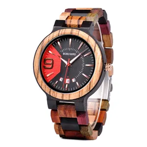 Bobo Vogel 2020 Houten Horloge Multi Kleur Stijlvolle Dial Ontwerp Houten Horloges Logo Voor Mannen Quartz Horloges