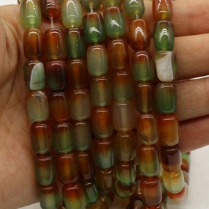 10*14mm Natural Cylindrical Peacock Agate  Peacock Striped Agate Beads Gemstone Loose Beads