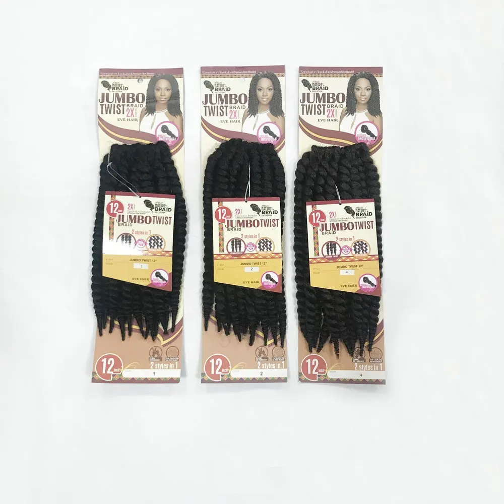 Xuchang Factoryアフリカの自然ジャンボアフロツイストブレード2つのスタイルで1、合成かぎ針編みの個々のイブの髪の織り