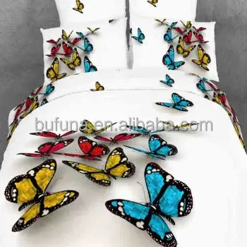 100% polyester 3D printed butterfly design bed sets fabric
