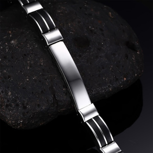 New Fashion Luxury Silicone Stainless Steel <strong>Bangles</strong> <strong>Bracelet</strong> for Men - Product Image 3