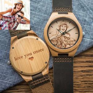 Orologio <span class=keywords><strong>in</strong></span> <span class=keywords><strong>Legno</strong></span> Personalizzato con Foto e Incisione sul Retro, Regalo per Anniversario o Compleanno - Product Image 2