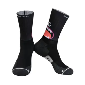 Calcetines deportivos para ciclismo Coolmax, corte bajo, impresión por sublimación personalizada