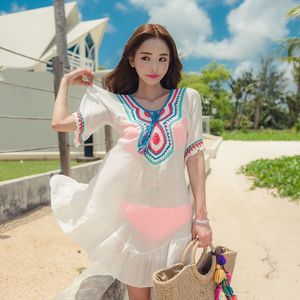 Minivestido veraniego estilo bohemio para mujer, Falda corta bordada transparente para playa, <span class=keywords><strong>2018</strong></span> - Product Image 3