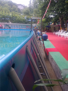 Bể Bơi Khung Thép Kim Loại Hình Chữ Nhật Bên Trên Mặt Đất Ngoài Trời, Bể Bơi PVC Tiện Dụng, Bán Loại Thương Mại - Product Image 4