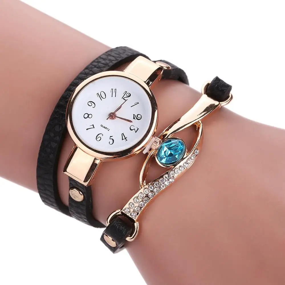 Envío de la gota Vintage reloj de pulsera trébol relojes correa de cuero de la venta caliente pulsera de dama relojes de pulsera