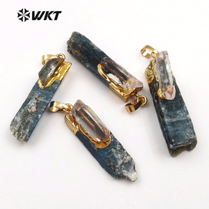 WT-P1390 all'ingrosso Design di moda speciale personalizzato cianite blu con Selenite elettrolitica in metallo 18 carati per gioielli fascino al quarzo - Product Image 4