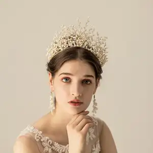 Высококачественные свадебные аксессуары для волос O878 ручной работы, жемчужная корона принцессы, свадебная тиара для невесты
