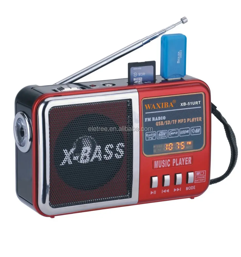 Waxiba Xb51urt Mini Am/Fm Radio Mp3-speler X-Bass Radio Mp3 Am Radio Met Hoge Prestaties Ic