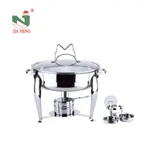 Small Round Stainless Steel Chafing Dish and Food Warmers with Glass Lid for Home Use