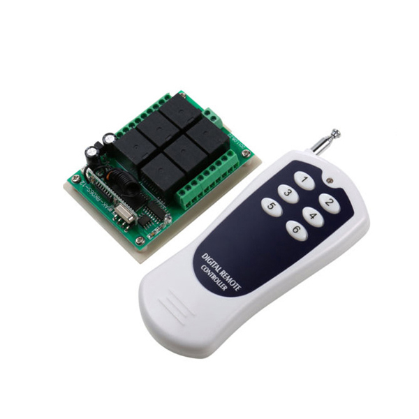 Smart Home 6-Channel RF Remote Control Switch 315/433mhz Wireless for Light & Garage Door-Max Voltage 12V Max Current 10A