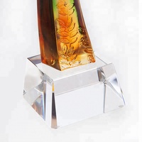 Trophées en cristal pour le badminton pour les événements sportifs Trophée élégant en verre de cristal en forme de fleur Trophée en forme de fleur