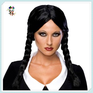 Barato largo color negro trenzado película disfraz Halloween fiesta pelucas 2017 - Product Image 2