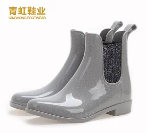 Hotsale dames plastic fashional pvc flash chelsea schoenen regen laarzen voor vrouwen
