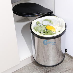 White Painting Round Metal Trash Can Hotel Waste Bin Kitchen Cabinet Garbage Bin