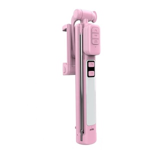 Regalo di natale commercio all'ingrosso bastone selfie treppiede ricaricabile 300mAh pieghevole led selfie luce del flash con specchio