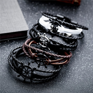 <span class=keywords><strong>Bracelet</strong></span> en <span class=keywords><strong>cuir</strong></span> synthétique pour hommes, accessoire de mode, en alliage de zinc, gouvernail, produit en <span class=keywords><strong>cuir</strong></span> PU - Product Image 6