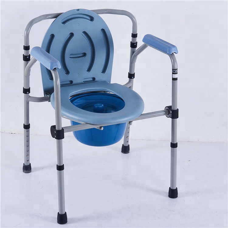 Silla de inodoro plegable para discapacitados, asiento portátil ajustable de altura, venta al por mayor