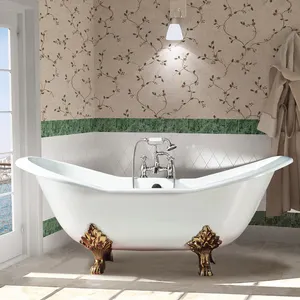 Double Slipper Clawfoot Cast Iron Bath tub/Freestanding Bath tub/1 Person Cast Iron Hot Bath tub