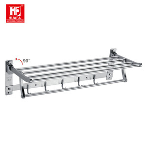 Doble capa de baño <span class=keywords><strong>pie</strong></span> toallero plegable con 5 ropa ganchos - Product Image 1
