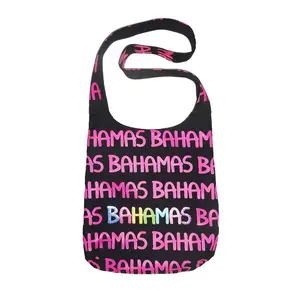 Eztraveling 巴哈马纪念品袋粉扑印刷城市名称吊索斜挎包 Hobo 纪念品袋 - Product Image 1