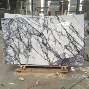 Book match pattern design Turkey white Milas Lilac Marble slabs for bathroom