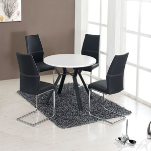 MDF with Matte <strong>Gloss</strong> Metal Legs <strong>Round</strong> <strong>Dining</strong> <strong>Table</strong> - Product Image 2
