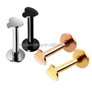 Amour En Forme De Coeur Or Fileté Extérieurement Faux Labret Anneaux - Product Image 1